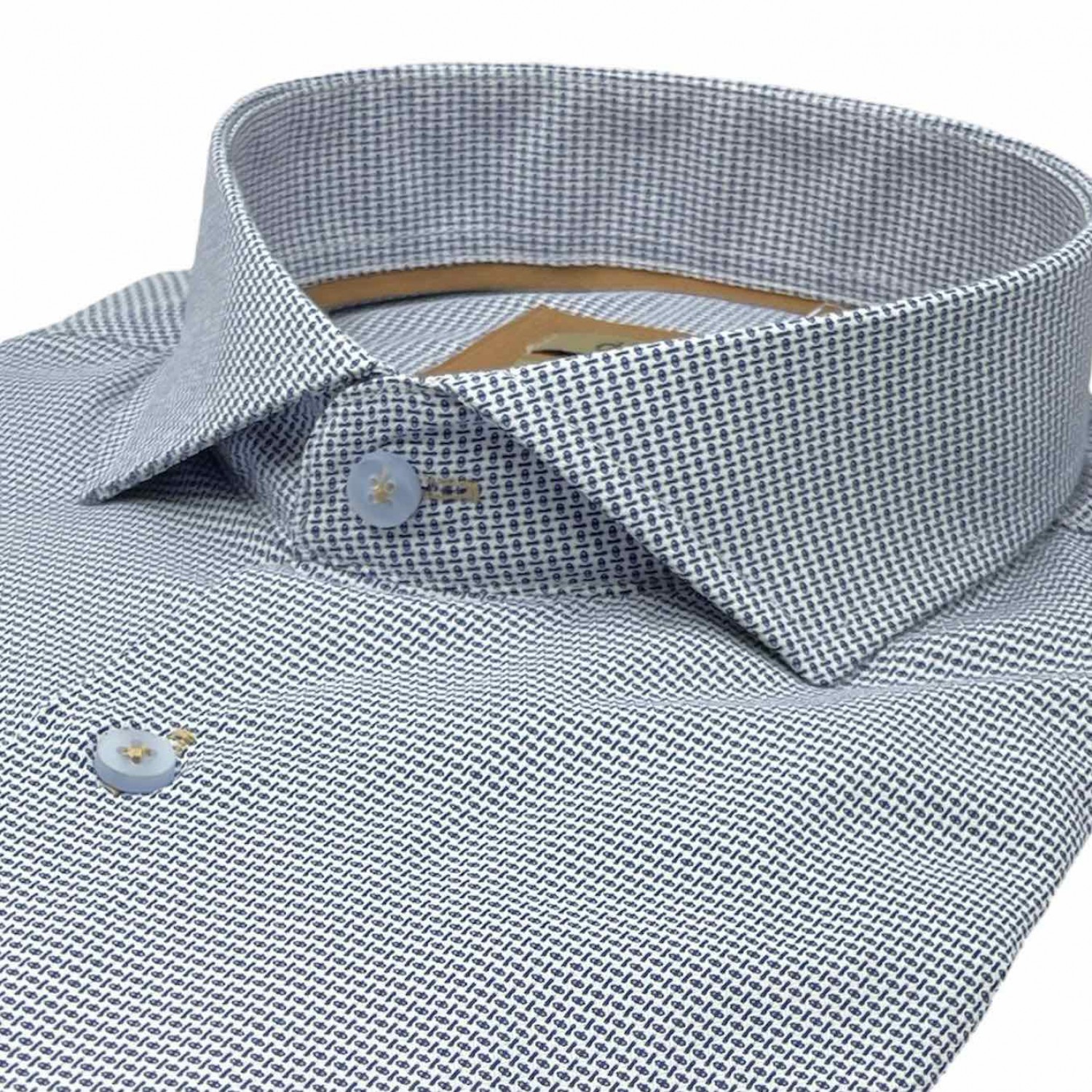 Life Style Butiken Ανδρικό Μακρυμάνικο πουκάμισο με μικροσχέδια Slim Fit LS125139 Σιέλ