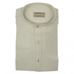 Life Style Butiken Ανδρικό Μακρυμάνικο πουκάμισο Μαο Slim LS125170 Μπεζ