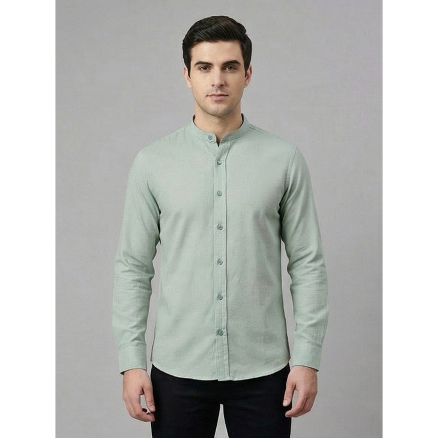 Life Style Butiken Ανδρικό Μακρυμάνικο πουκάμισο Μαο Slim LS125170 Μέντα