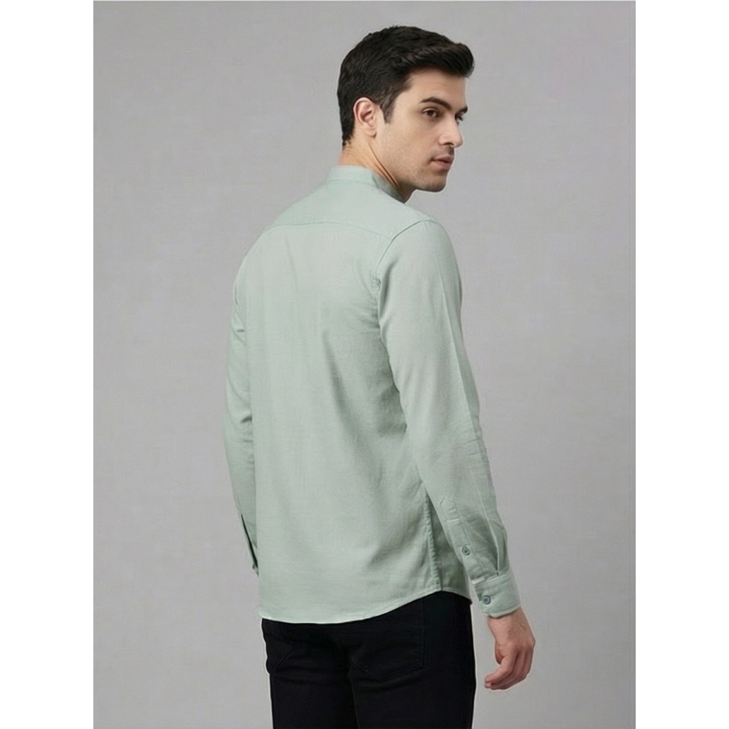 Life Style Butiken Ανδρικό Μακρυμάνικο πουκάμισο Μαο Slim LS125170 Μέντα