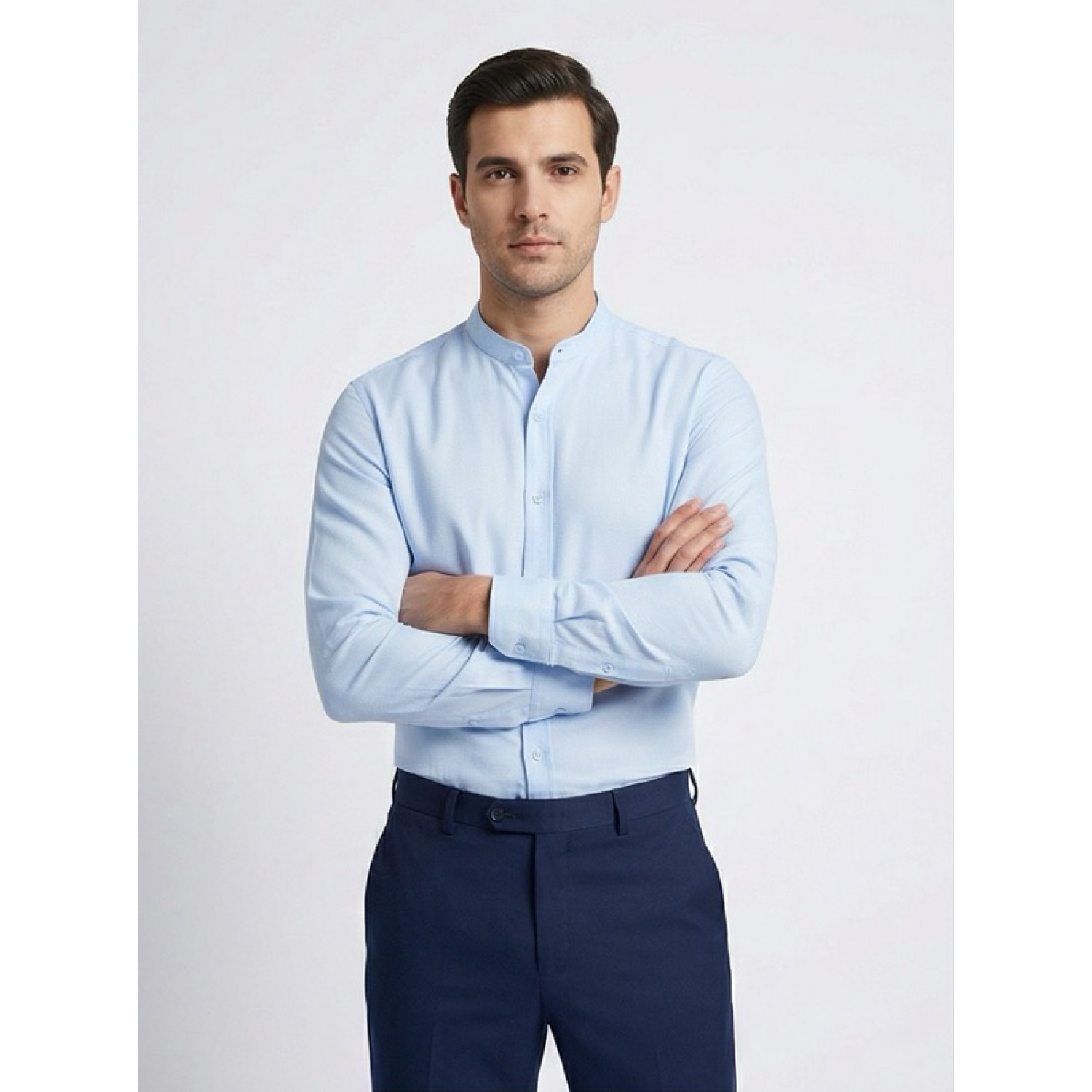 Life Style Butiken Ανδρικό Μακρυμάνικο πουκάμισο Μαο Slim LS125170 Σιέλ