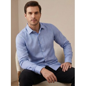 Life Style Butiken Ανδρικό Μακρυμάνικο πουκάμισο Regular Fit σε κουτί LS1DC63 Dark Σιέλ