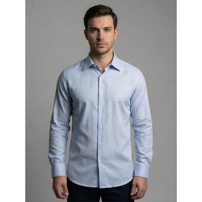 Life Style Butiken Ανδρικό Μακρυμάνικο πουκάμισο Regular Fit σε κουτί LS1C63 Σιέλ