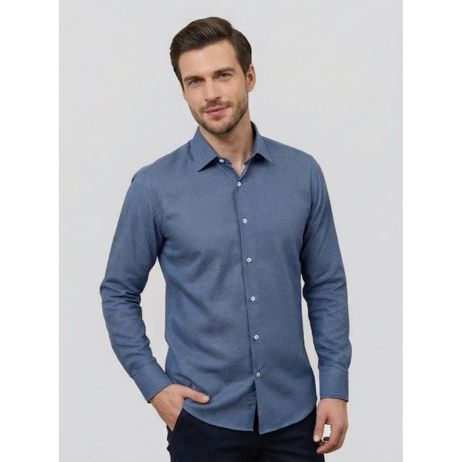 Life Style Butiken Ανδρικό Μακρυμάνικο πουκάμισο Regular Fit σε κουτί LS1C63 Ραφ