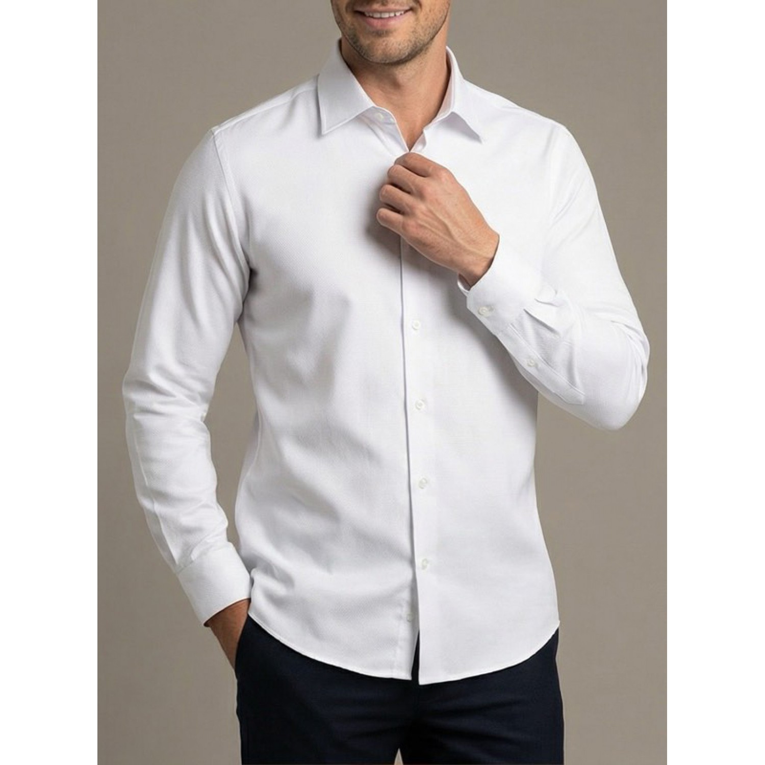 Life Style Butiken Ανδρικό Μακρυμάνικο πουκάμισο Regular Fit σε κουτί LS1C63 Λευκό