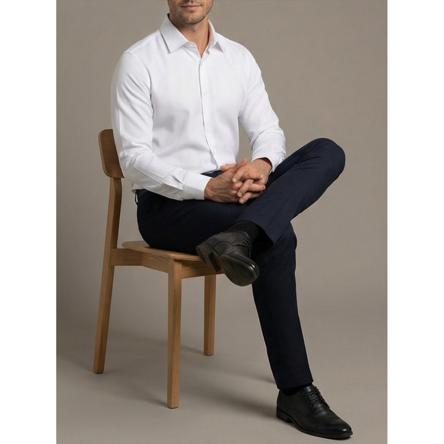 Life Style Butiken Ανδρικό Μακρυμάνικο πουκάμισο Regular Fit σε κουτί LS1C63 Λευκό