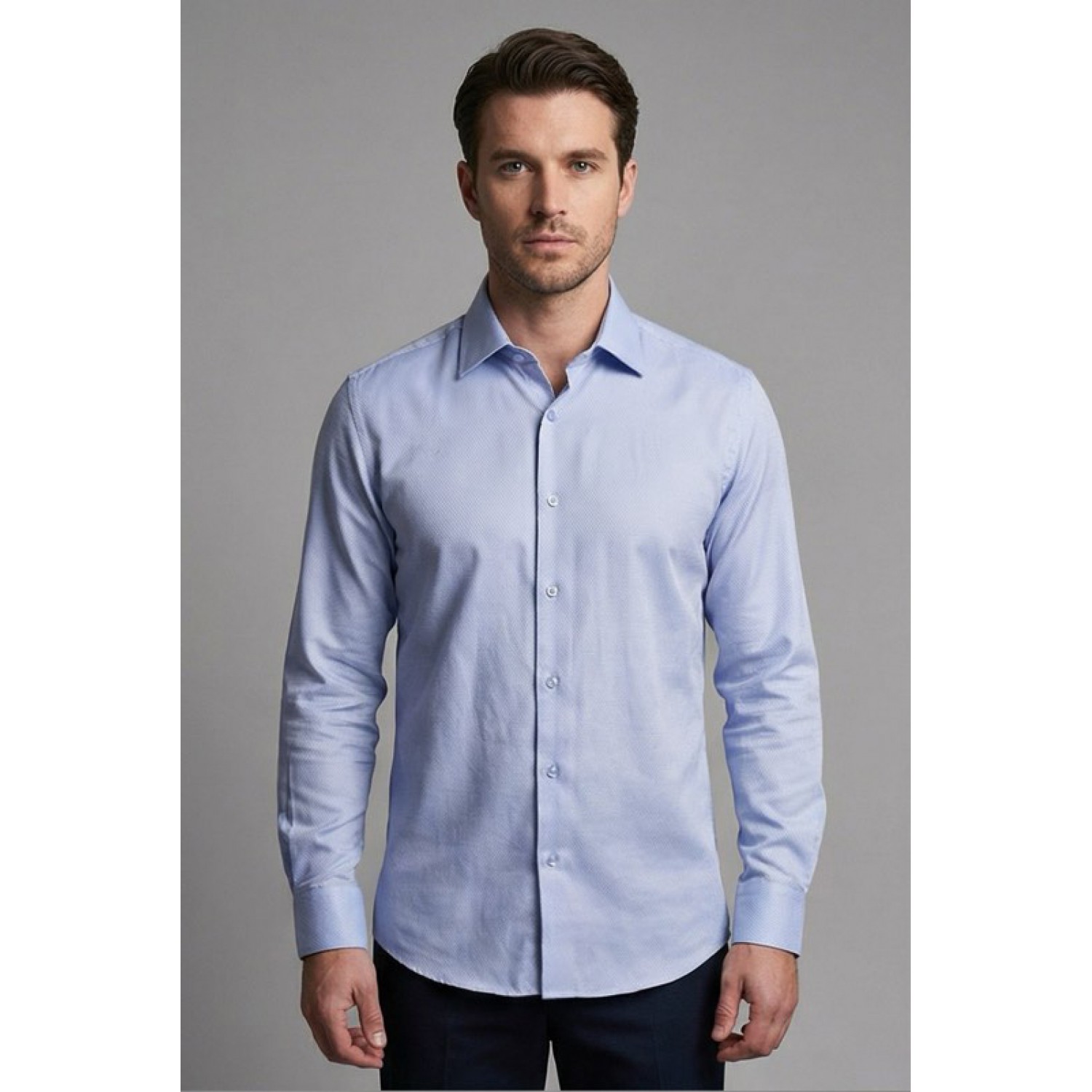 Life Style Butiken Ανδρικό Μακρυμάνικο πουκάμισο Slim Fit LS13620 Σιέλ