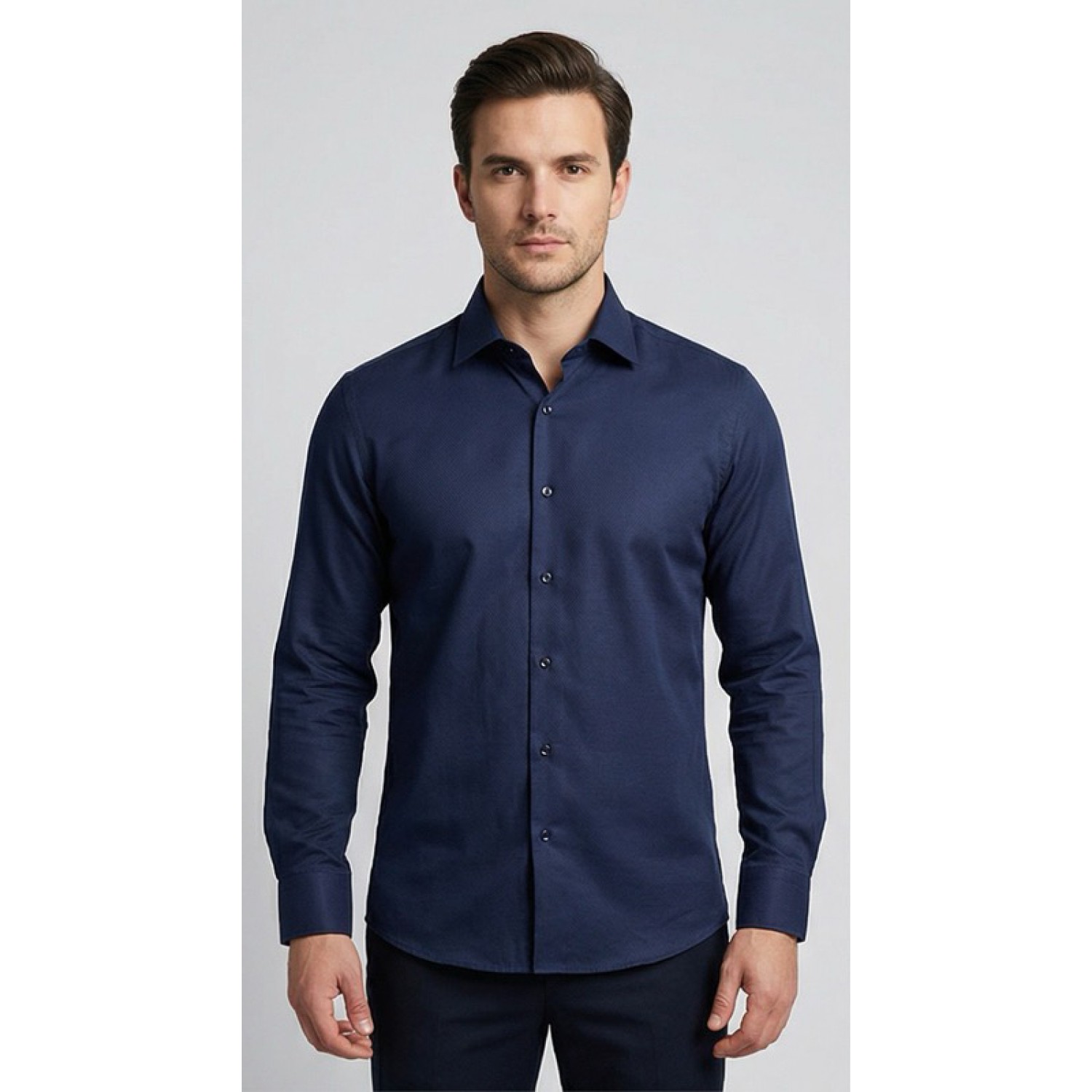 Life Style Butiken Ανδρικό Μακρυμάνικο πουκάμισο Slim Fit LS13620 Navy