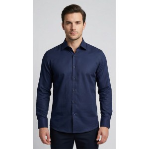 Life Style Butiken Ανδρικό Μακρυμάνικο πουκάμισο Slim Fit LS13620 Navy