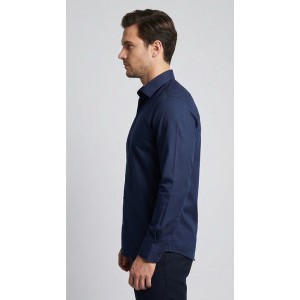 Life Style Butiken Ανδρικό Μακρυμάνικο πουκάμισο Slim Fit LS13620 Navy