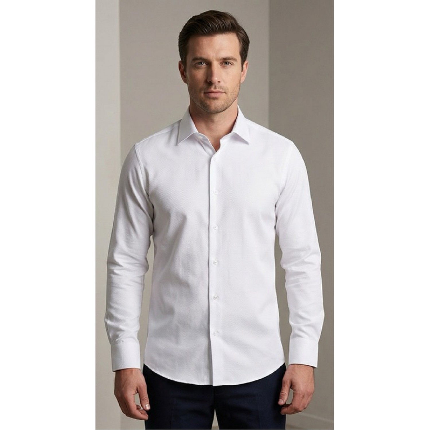 Life Style Butiken Ανδρικό Μακρυμάνικο πουκάμισο Slim Fit LS13620 Λευκό