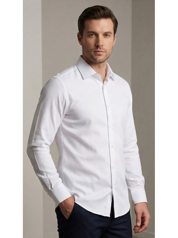 Life Style Butiken Ανδρικό Μακρυμάνικο πουκάμισο Slim Fit LS13620 Λευκό