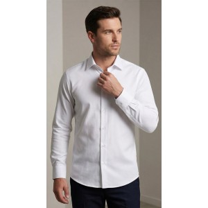 Life Style Butiken Ανδρικό Μακρυμάνικο πουκάμισο Slim Fit LS13620 Λευκό