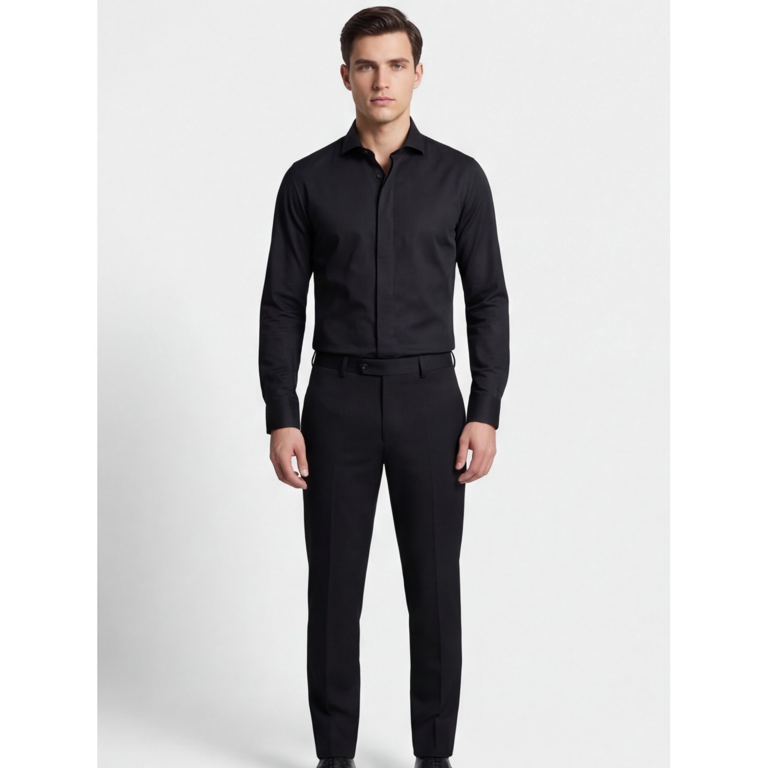 Life Style Butiken Ανδρικό Μακρυμάνικο πουκάμισο Slim LS124014 Μαύρο