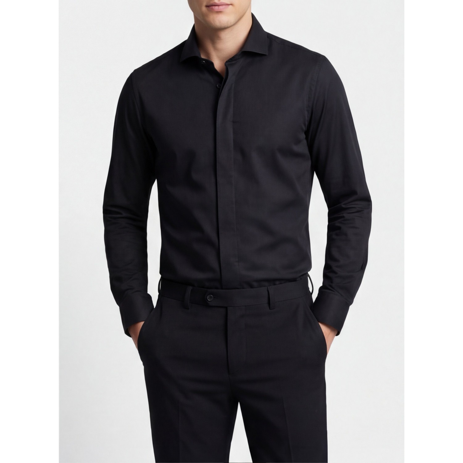 Life Style Butiken Ανδρικό Μακρυμάνικο πουκάμισο Slim LS124014 Μαύρο