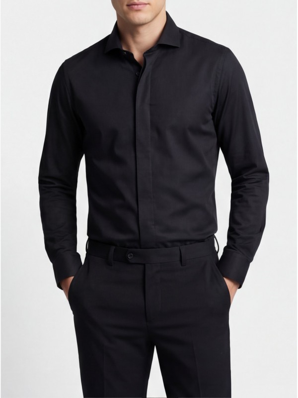 Life Style Butiken Ανδρικό Μακρυμάνικο πουκάμισο Slim LS124014 Μαύρο