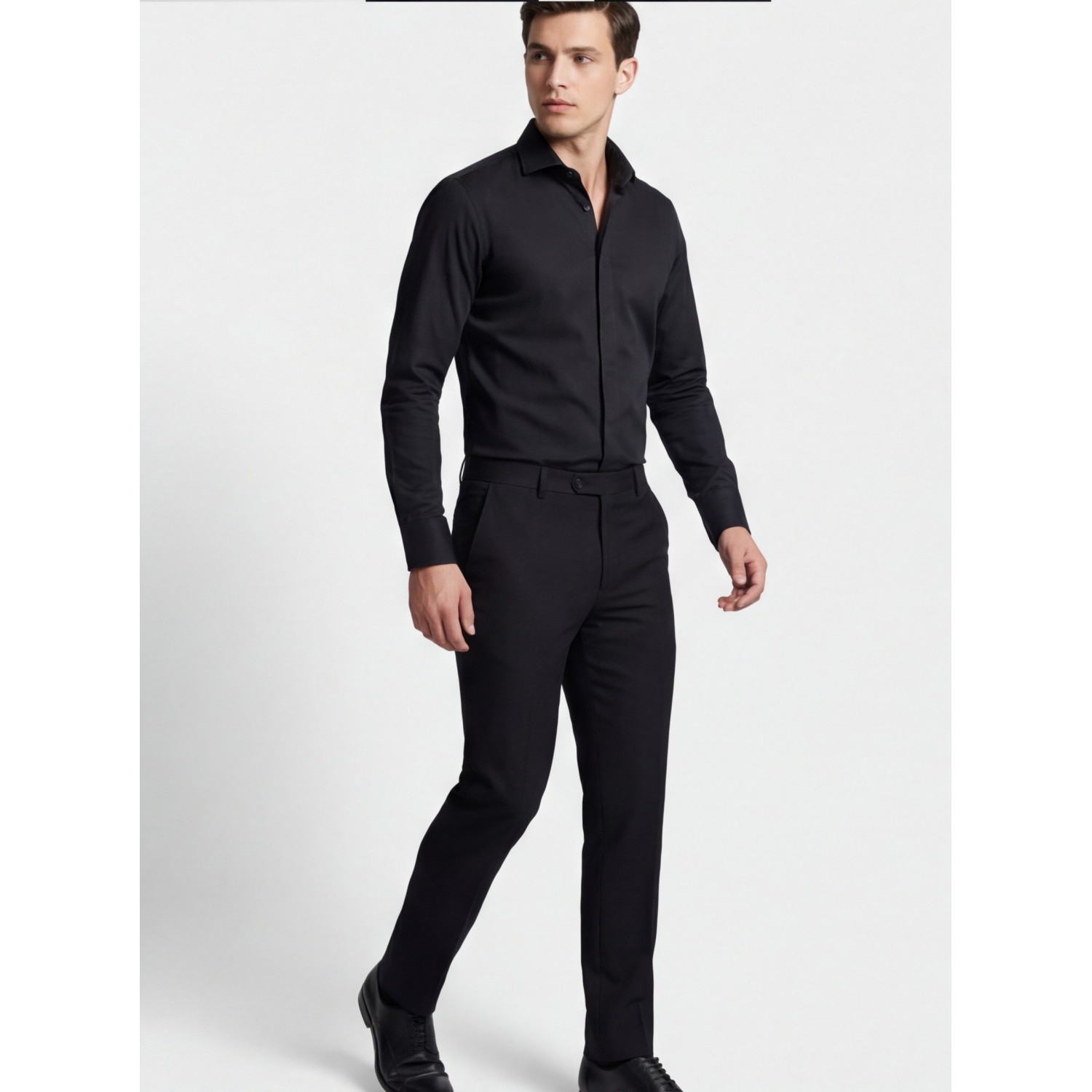 Life Style Butiken Ανδρικό Μακρυμάνικο πουκάμισο Slim LS124014 Μαύρο