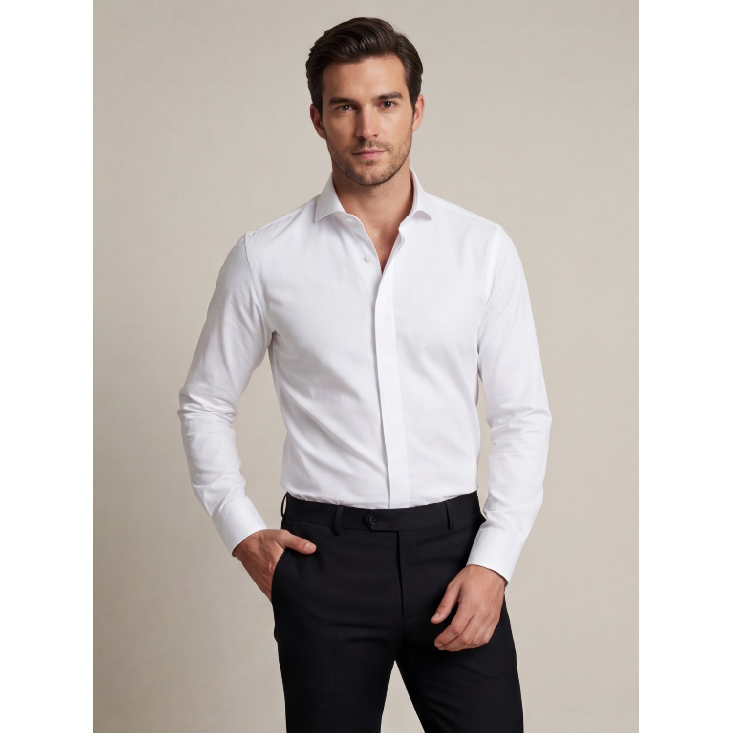 Life Style Butiken Ανδρικό Μακρυμάνικο πουκάμισο Slim LS124014 Λευκό