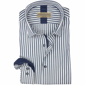 Life Style Butiken Ανδρικό Μακρυμάνικο πουκάμισο ριγέ Slim LS124036 Μπλε