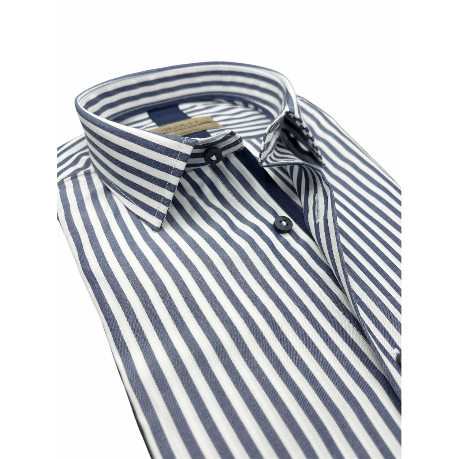 Life Style Butiken Ανδρικό Μακρυμάνικο πουκάμισο ριγέ Slim LS124036 Μπλε