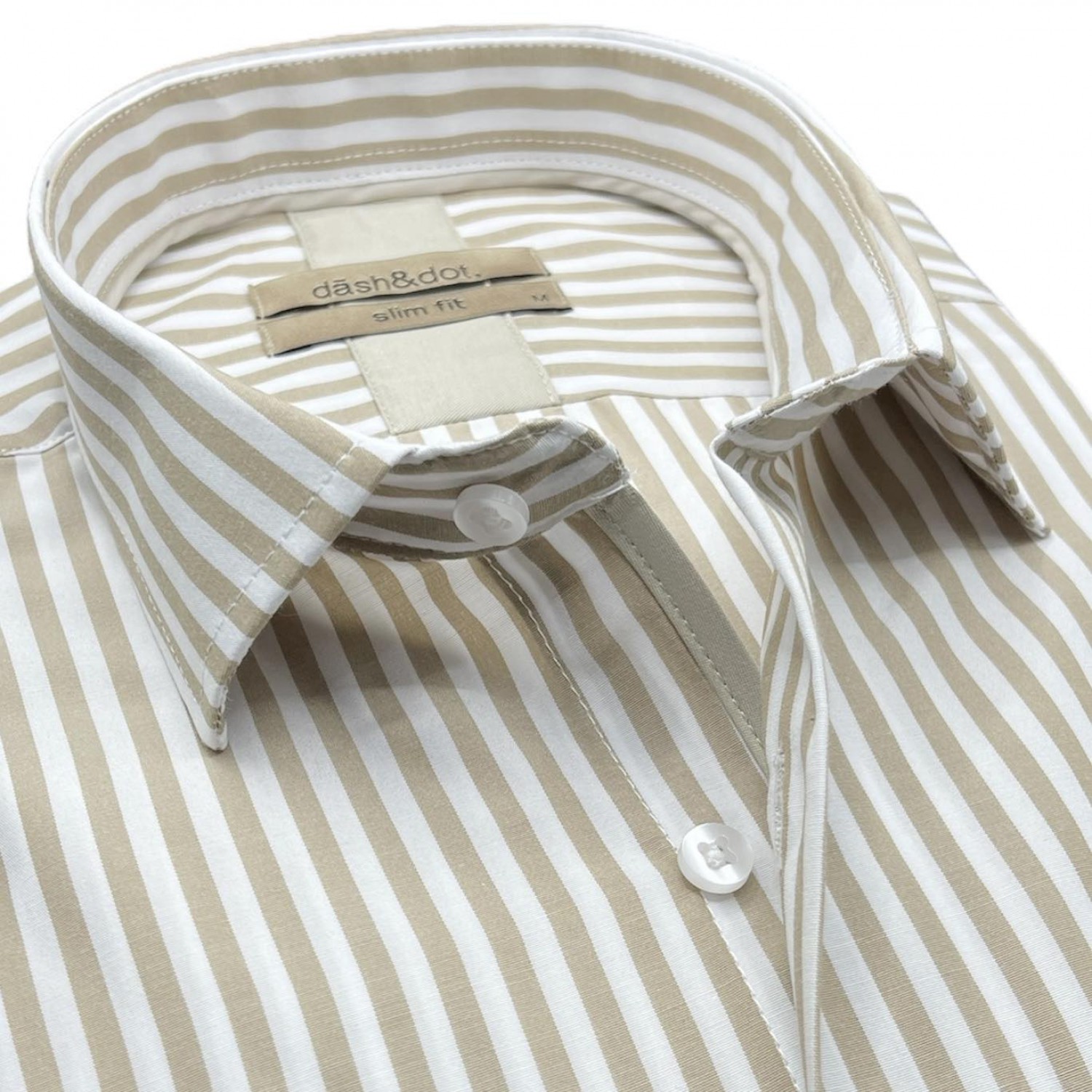 Life Style Butiken Ανδρικό Μακρυμάνικο πουκάμισο ριγέ Slim LS124036 Μπέζ