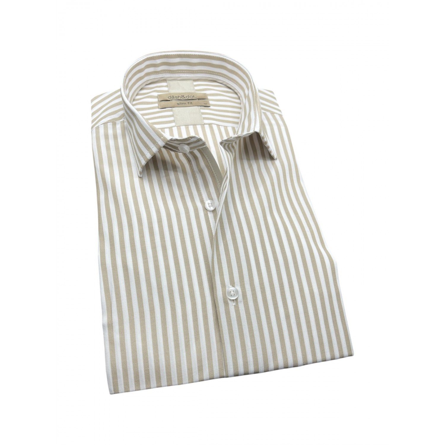 Life Style Butiken Ανδρικό Μακρυμάνικο πουκάμισο ριγέ Slim LS124036 Μπέζ