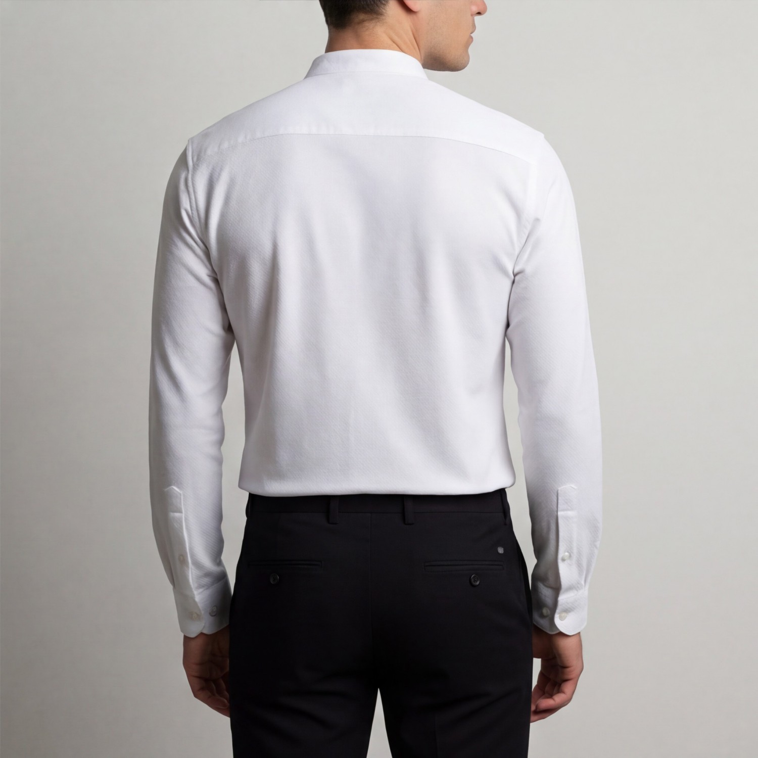 Life Style Butiken Ανδρικό Μακρυμάνικο πουκάμισο Ανάγλυφο Υφασμα Μαο γιακά Slim Fit LS124071 Λευκό