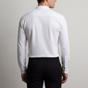Life Style Butiken Ανδρικό Μακρυμάνικο πουκάμισο Ανάγλυφο Υφασμα Μαο γιακά Slim Fit LS124071 Λευκό