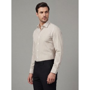 Life Style Butiken Ανδρικό Μακρυμάνικο πουκάμισο ριγέ Regular Fit LS124359 Μπεζ