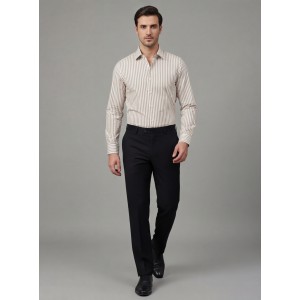 Life Style Butiken Ανδρικό Μακρυμάνικο πουκάμισο ριγέ Regular Fit LS124359 Μπεζ