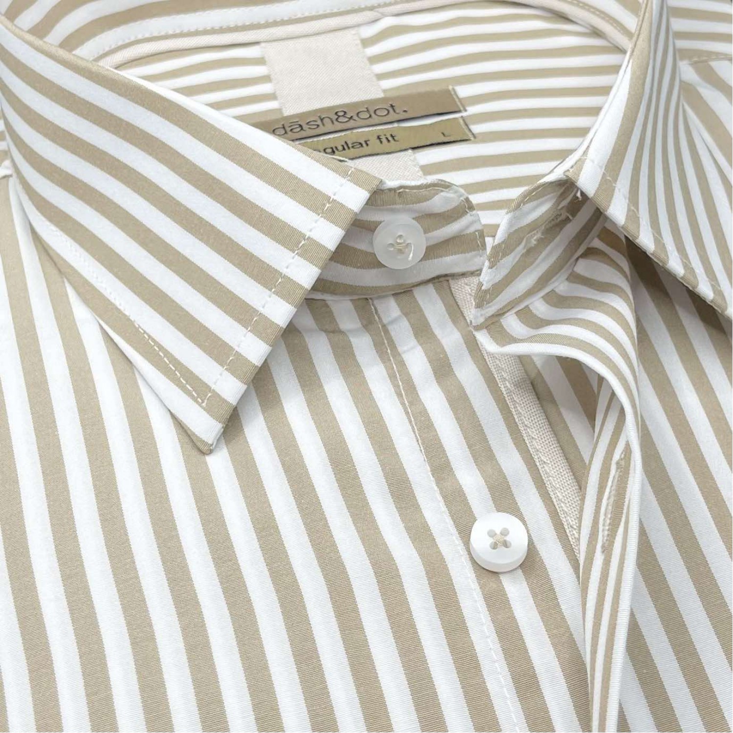 Life Style Butiken Ανδρικό Μακρυμάνικο πουκάμισο ριγέ Regular Fit LS124359 Μπεζ