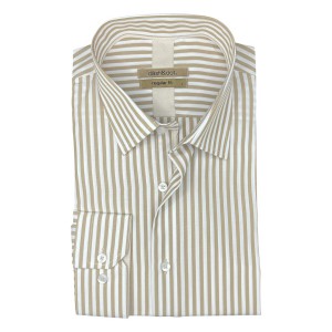 Life Style Butiken Ανδρικό Μακρυμάνικο πουκάμισο ριγέ Regular Fit LS124359 Μπεζ