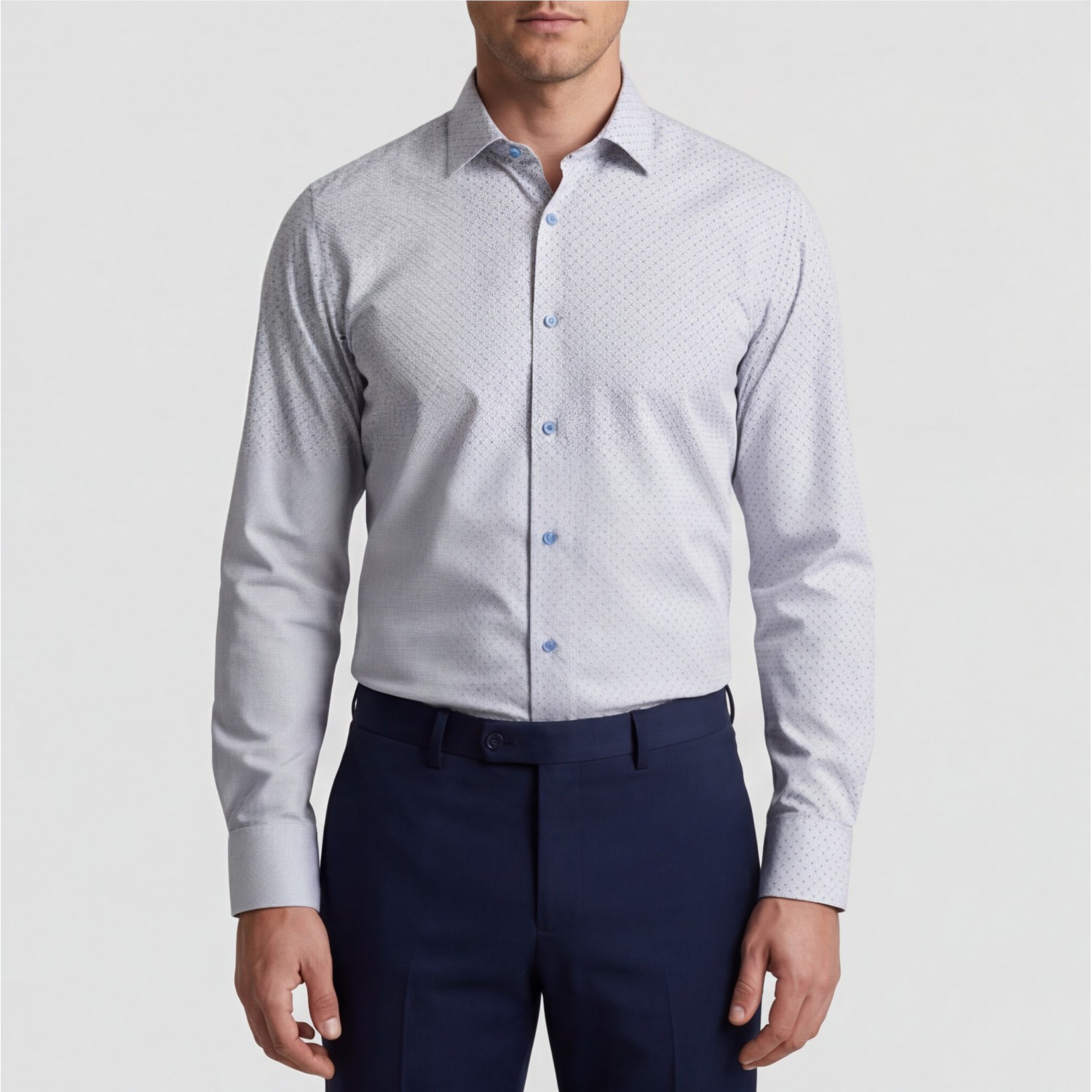 Life Style Butiken Ανδρικό Μακρυμάνικο πουκάμισο με μικροσχέδια Regular Fit LS125019 ΣΙΕΛ