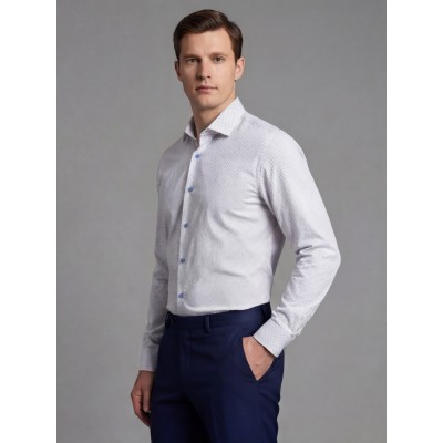 Life Style Butiken Ανδρικό Μακρυμάνικο πουκάμισο με μικροσχέδια Regular Fit LS125019 ΣΙΕΛ