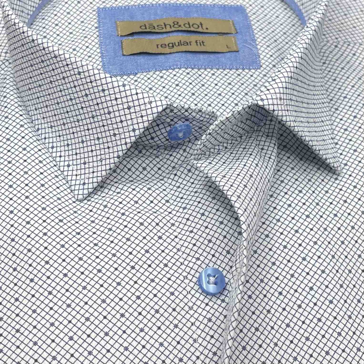 Life Style Butiken Ανδρικό Μακρυμάνικο πουκάμισο με μικροσχέδια Regular Fit LS125019 ΣΙΕΛ