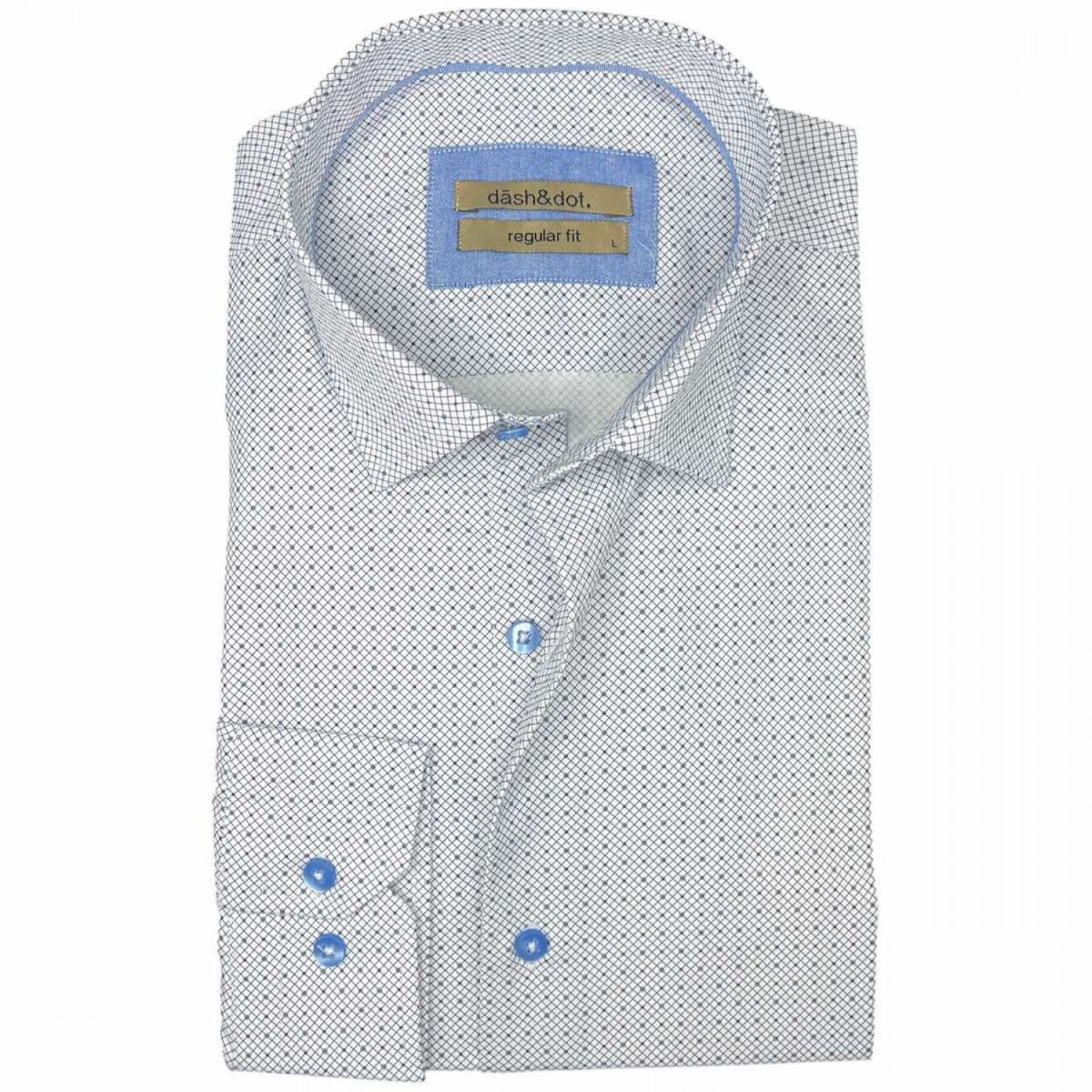 Life Style Butiken Ανδρικό Μακρυμάνικο πουκάμισο με μικροσχέδια Regular Fit LS125019 ΣΙΕΛ