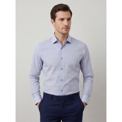Life Style Butiken Ανδρικό Μακρυμάνικο πουκάμισο με Μικροσχέδια Regular Fit LS125020 Σιέλ