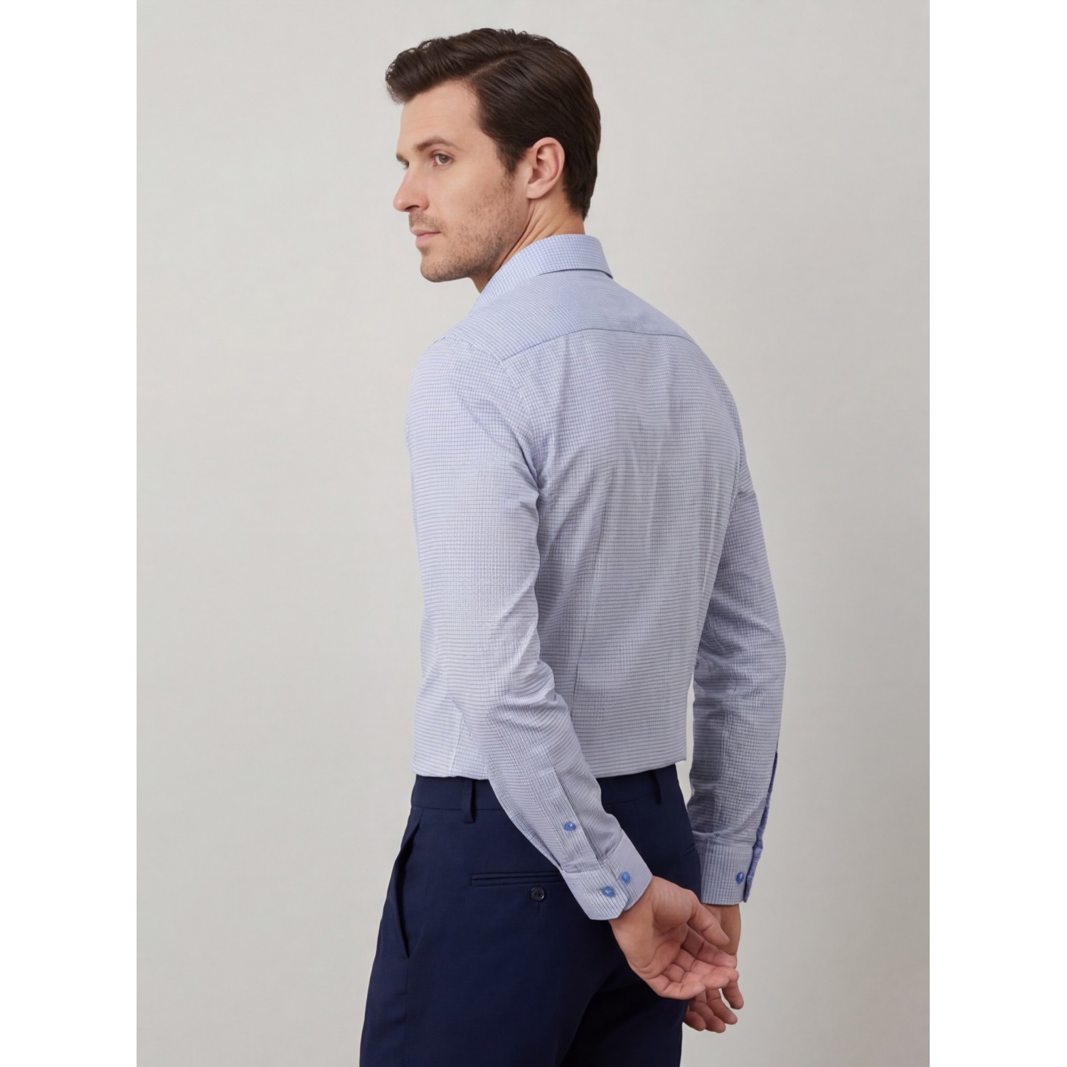 Life Style Butiken Ανδρικό Μακρυμάνικο πουκάμισο με Μικροσχέδια Regular Fit LS125020 Σιέλ