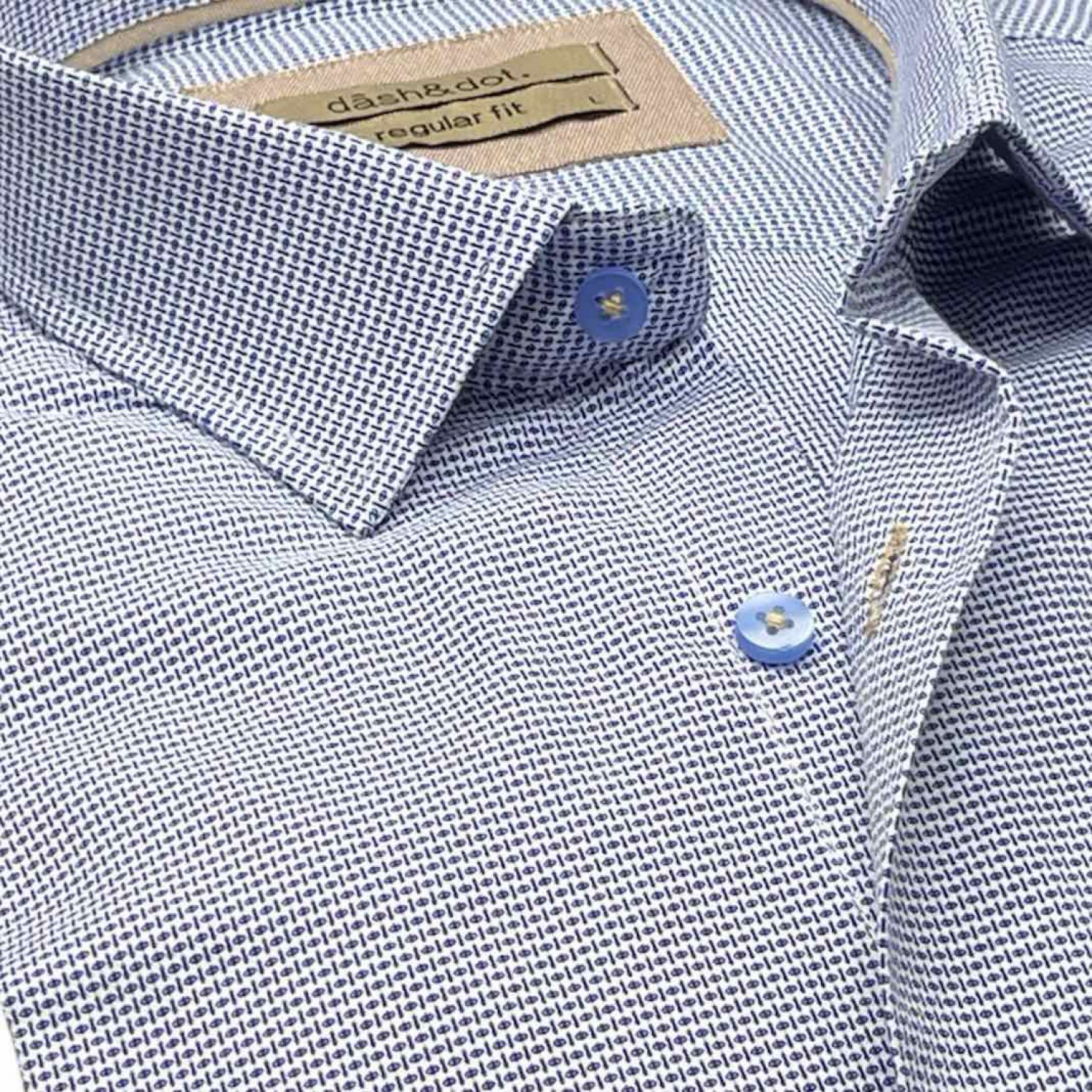 Life Style Butiken Ανδρικό Μακρυμάνικο πουκάμισο με Μικροσχέδια Regular Fit LS125020 Σιέλ