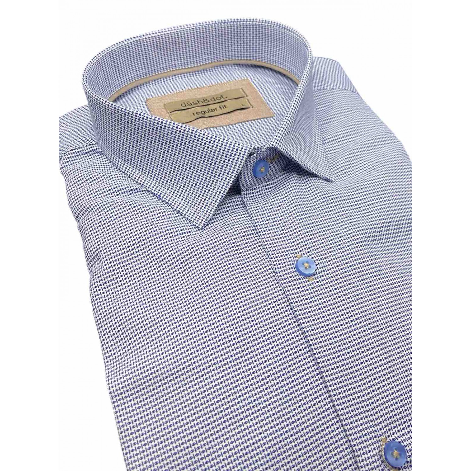 Life Style Butiken Ανδρικό Μακρυμάνικο πουκάμισο με Μικροσχέδια Regular Fit LS125020 Σιέλ