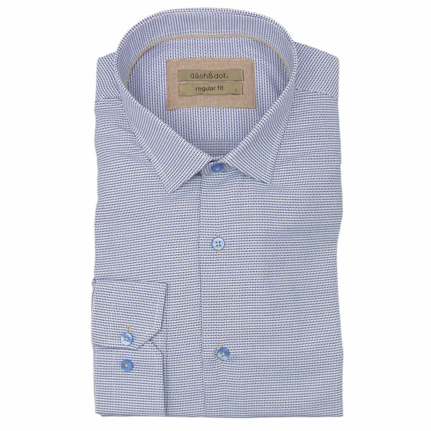 Life Style Butiken Ανδρικό Μακρυμάνικο πουκάμισο με Μικροσχέδια Regular Fit LS125020 Σιέλ