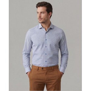 Life Style Butiken Ανδρικό Μακρυμάνικο πουκάμισο με μικροσχέδια Slim Fit LS125139 Σιέλ