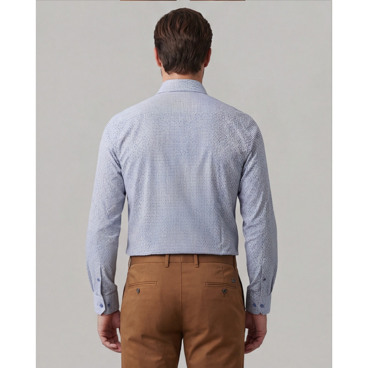 Life Style Butiken Ανδρικό Μακρυμάνικο πουκάμισο με μικροσχέδια Slim Fit LS125139 Σιέλ