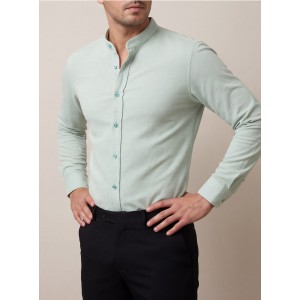 Life Style Butiken Ανδρικό Μακρυμάνικο πουκάμισο με Μάο Γιακά Regular Fit LS125158 Μέντα