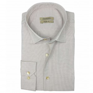 Life Style Butiken Ανδρικό Μακρυμάνικο πουκάμισο με Oxford ύφασμα ανάγλυφο Regular Fit LS126003 Μπεζ