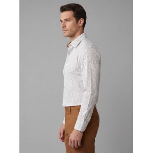 Life Style Butiken Ανδρικό Μακρυμάνικο πουκάμισο με μικροσχέδια Regular Fit LS126006 Rust