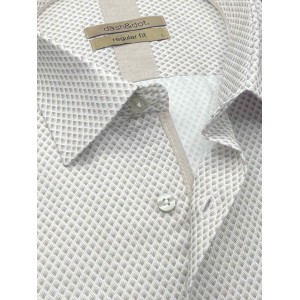 Life Style Butiken Ανδρικό Μακρυμάνικο πουκάμισο με μικροσχέδια Regular Fit LS126007 Μπεζ