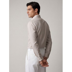 Life Style Butiken Ανδρικό Μακρυμάνικο πουκάμισο Slim Fit Ανάγλυφο υφασμα LS126008 Μπεζ