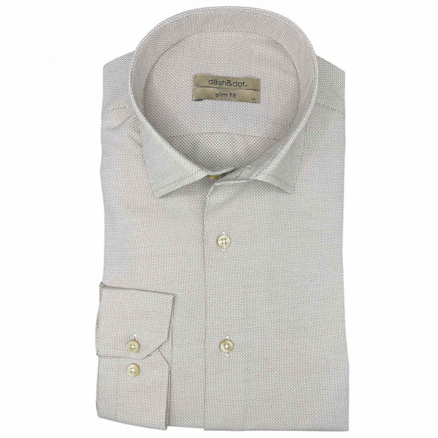 Life Style Butiken Ανδρικό Μακρυμάνικο πουκάμισο Slim Fit Ανάγλυφο υφασμα LS126008 Μπεζ