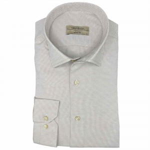 Life Style Butiken Ανδρικό Μακρυμάνικο πουκάμισο Slim Fit Ανάγλυφο υφασμα LS126008 Μπεζ